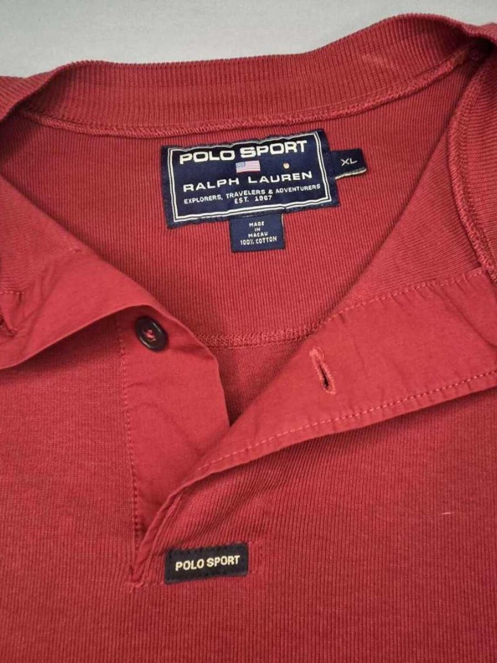 Polo Sport Ralph Lauren Burgundy Ribbed LS Polo XL - Picture 3 of 4